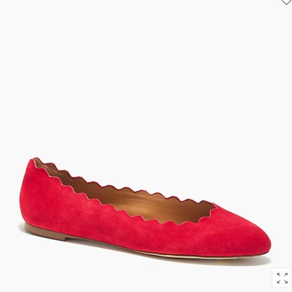 J. Crew Red Suede Scalloped Flats Size 8 - Barely Worn - Picture 1 of 3